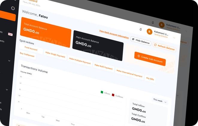 Corporate dashboard quick actions for single, multiple and bulk payments